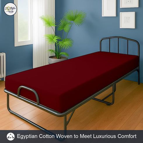 28 75, 100% 1 Cot Fitted Sheet x Egyptian Cotton, PC Cot Size Bottom Sheet Only, Perfect for Narrow Twin, Camp Bunk