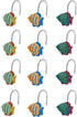 Fish Shower Curtain Hooks Rings for Under The Sea Bathroom Decor, Nautical Shower Curtain Hooks, Set of 12