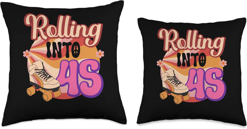 In-line Skates Towards 1981 Rolling Into 45 Throw Pillow, 16x16, Multicolor Design