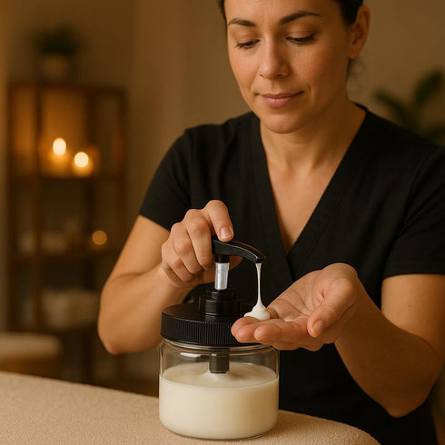 16oz (1, Royal Massage Refillable Pump Jar with Locking Dip Tube Dispenser BPA-Free Plastic Container for Massage Oils