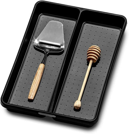 madesmart Utensil Tray-CARBON COLLECTION 2 Compartments, Soft-Grip Lining & Non-Slip Feet & BPA-Free, Small by madesmart
