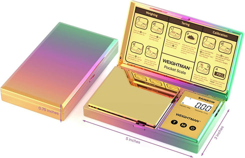 Shiny Digital Gram Scale 200g x 0.01 by WEIGHTMAN, Chrome Rainbow Mini Scale for Food