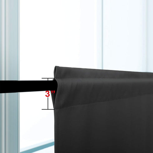 KOUFALL Dark Gray Half Curtains for Windows, Small Room Darkening Rod Pocket Curtains 34 x 30 Inch