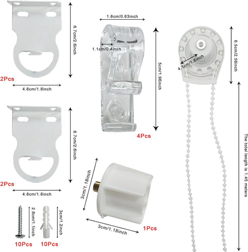 2 Set Roller Shade Accessory Set, Roller Blinds Connector Shades Clutch for 1.1"(28mm) Tube Fitting Parts Repair Kit Complete with Child Safty P-Clips and Transparent Handle by Generic