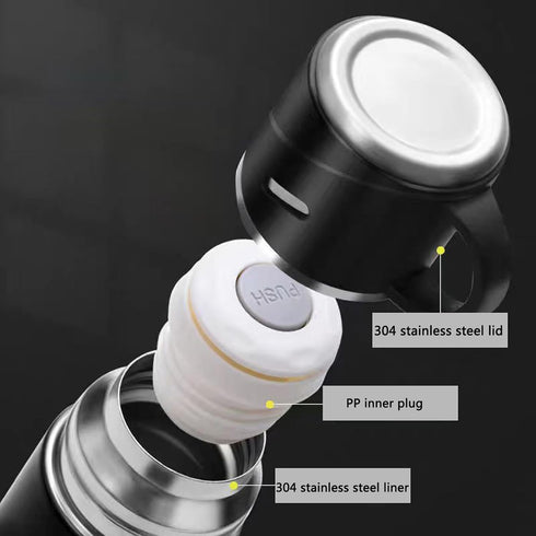 Insulated Water Bottle, Stainless Steel Travel Coffee Mug, Vacuum Flask for Hot and Cold Drinks, 16.23 oz/480ml, Black