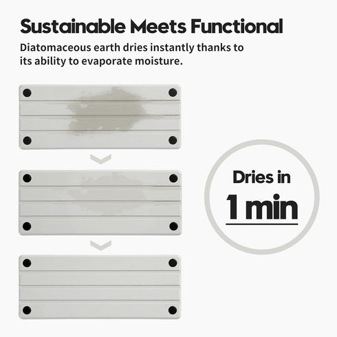 Instant Dry Sink Caddy, 10" x 4" Kitchen Sink Organizer with Diatomaceous Earth Stone Tray for Sponge and Soap Dish