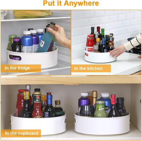 Semlos 360° Rotating Lazy Susan Organizers, 2 Packs of 9" and 12" Turntable Spice Rack Organisers for Kitchen and