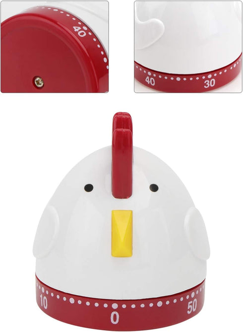 Cute Rooster Mechanical Kitchen Timer, 60 Minutes Wind Up Manual Countdown Timer for Home, Study, Cooking