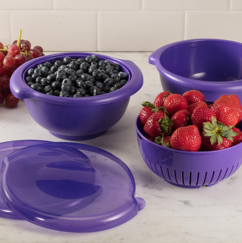 Hutzler 3-in-1 Berry Bowl Keeper, Colander & Container, 1 Quart Capacity (Green)