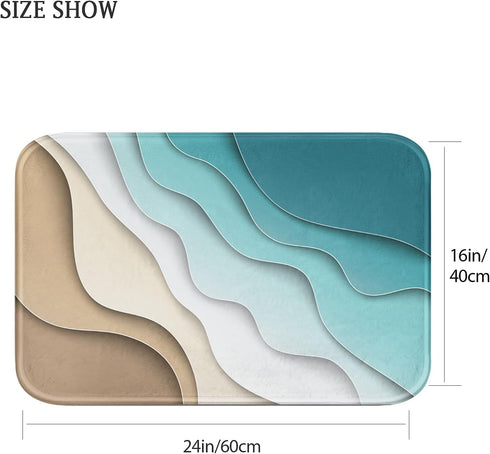 Britimes Bath Mats 16x24 Inches No Slip Abstract Beach Washable Floor Rug for Bathroom Kitchen Indoor