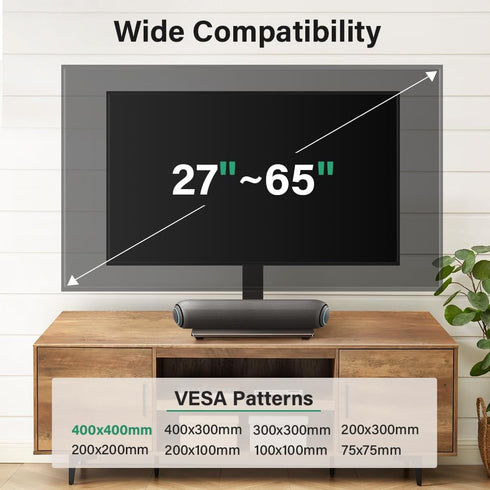 FURWOO 27 65 inch 4 400x400mm Universal TV Stand for to LCD LED TVs Level Height Adjustable TV Stand Base with Tempered