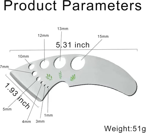 9 (1Pcs) Herb Stripper Holes, Stainless Steel Kitchen Herb Stripping Tool Loose Leaf Kale Razor Metal Leaf Pealer