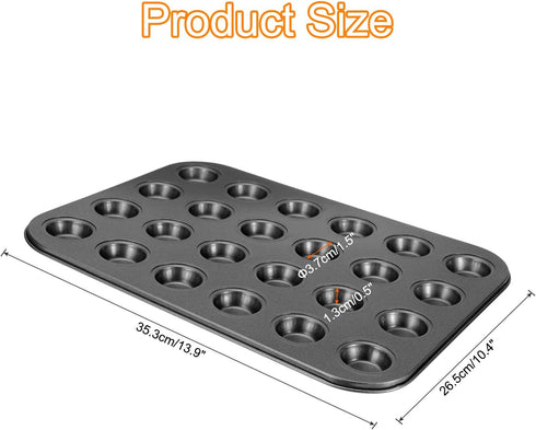 uxcell Cupcake Pan, 24-Cup Non-Stick Muffins Pan Round Cupcake Tins Baking Pan Bakeware Carbon Steel Cake Molds for Baking, Making Muffins Cakes, Bread, Cupcakes, Grey