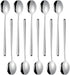 Miupoo Stainless Steel Long Handled Soup Spoons, Silver, 10 Piece (8.7x1.6 Inches)