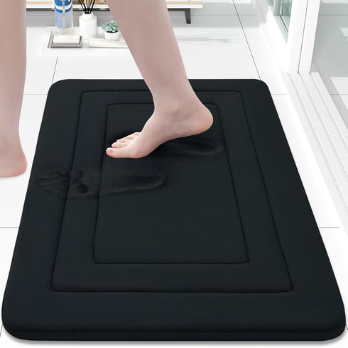 Arotive Memory Foam Bathroom Rug Mat - 30x20 Ultra Soft and Absorbent Bath Mat for Bathroom Floor, Black