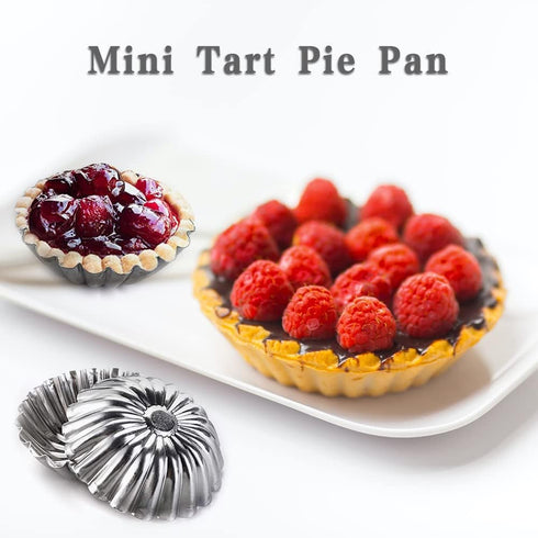 12 Pcs Aluminum Alloy Cake Pie Tins Mini Tart Pie Pan Cake Cup Jelly Mold Bakeware Cake Pans for Pie Tart Cake Baking Tool by JIEDALIN