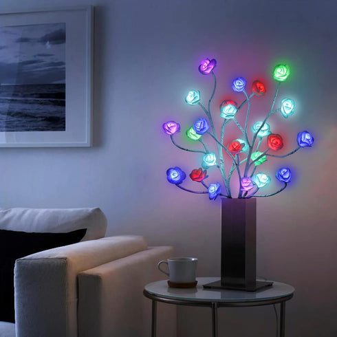 Valentine's Day Gift Rose Tree Lamp 16 Color-Changing, Table Tree Light with