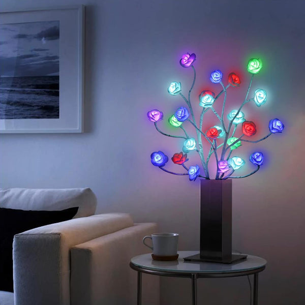 Valentine's Day Gift Rose Tree Lamp 16 Color-Changing, Table Tree Light with