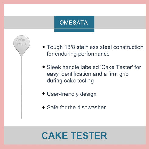Cake Tester for Baking, 4 Packs Reusable Cake Testing Sticks, 7.9 in Stainless Steel Skewers