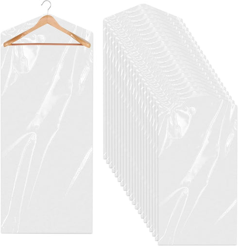 DERIQ 20pcs 60 Inch Plastic Garment Bag, Clear Dry Cleaner Bags for Clothes Cover, Laundry Bags for Storage