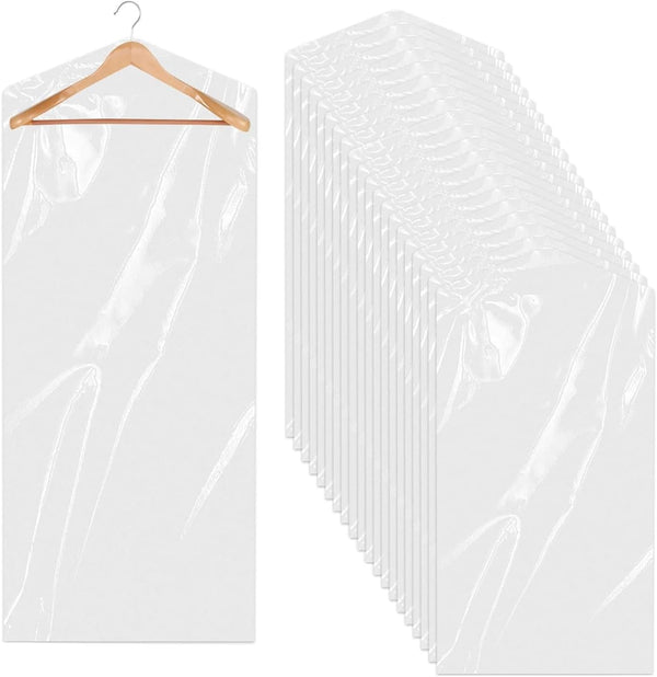 DERIQ 20pcs 60 Inch Plastic Garment Bag, Clear Dry Cleaner Bags for Clothes Cover, Laundry Bags for Storage