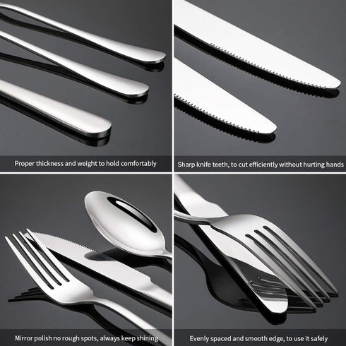Silverware Set, Briout 20 Piece Flatware Set Service for 4, Stainless Steel Cutlery, Dishwasher Safe