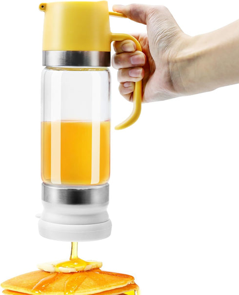 aeloer Glass Honey Dispenser No Drip with Stand, 12 OZ Honey Pot Jar