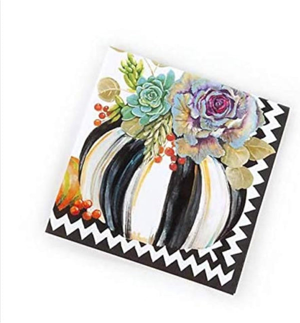 MACKENZIE-CHILDS Autumn Naturals Cocktail Paper Napkins, 20 Pack, Festive Autumn and Thanksgiving Design