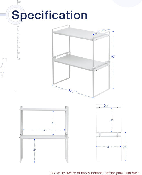 Nxconsu 2Pack Cabinet Shelves - Stackable Organizer Rack Riser for Kitchen Cabinet Pantry Countertop Home Organization