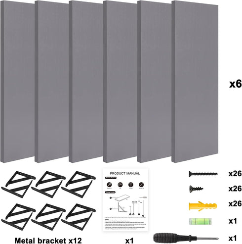 16.5 Inch (Set 6 YGEOMER Floating Shelves for Wall, Farmhouse Wall Shelves for Bedroom, Bathroom Storage, Living Room