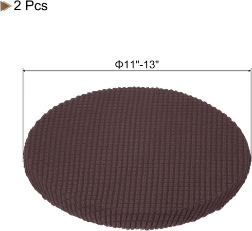 UXCell Round Bar Stool Covers with Elastic Bands - Brown Seat Cushions for Chairs