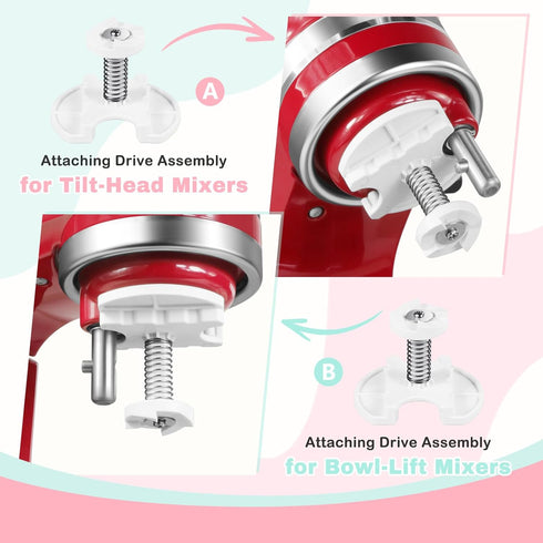 4.5-5Qt 5-6Qt 2-Quart Frozen GLINK Ice Cream Maker Attachment for KitchenAid Stand Mixer, Compatible with Kitchenaid