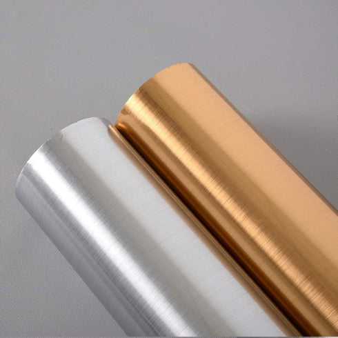 Self Adhesive Brushed Metal Look Film Vinyl, Waterproof Anti Greasy Counter Top Peel Stick Metallic Gloss Shelf Liner