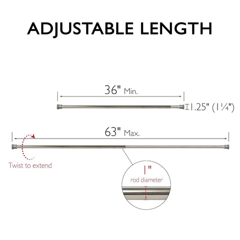 Design House Classic Adjustable Shower Rod, Polished Chrome, 36 to 63-inch, Model 561019