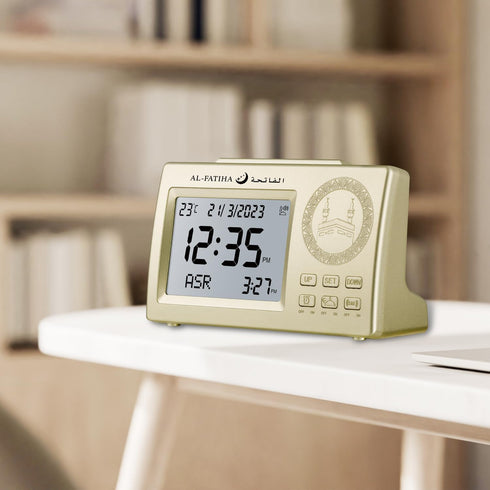 OUD Bukhoor Muslim Azan Clock, Azan Table Prayer Clock with LCD Display, Azan Alarm Clock, Home/Office/Mosque Digital