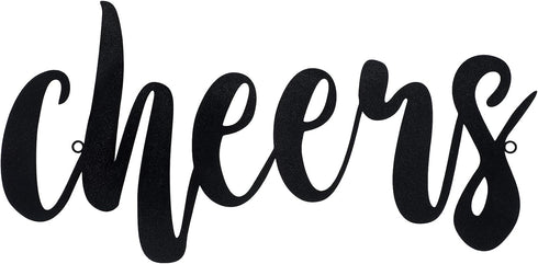Pangda Cheers Sign for Home Bar, Metal Wall Decor for Home Office Living Room, Black, 13.78 x 5.91 Inch