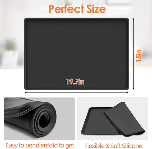 Heavy Duty Silicone Coffee Maker Mat with Lip, 19.7'' x 15'' for Countertops