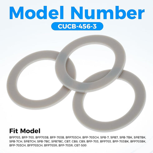 3Pcs Blender Gasket Rubber Seal O-Ring CUCB-456-3 - Replacement for Cuisinart Blenders BFP703, SPB-7, CB8, CB9