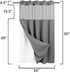 River Dream Heavyweight Dotted Waffle Weave Shower Curtain with Snap in Liner, 54W x 80H, Gray