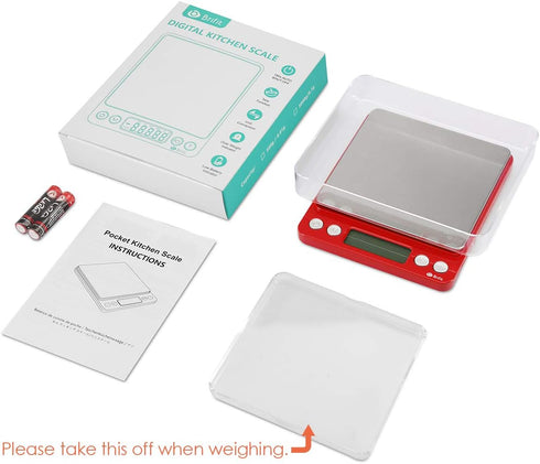 AMIR Upgraded Digital Kitchen Scale, 500g Mini Pocket Jewelry Scale with Back-Lit LCD Display, 2 Trays, Stainless Steel
