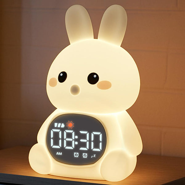 MASHI Bunny Alarm Clock, Toddler Sleep Training Clock with Sun & Moon,