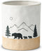 Bear Utensil Holder for Countertop, Ceramic Kitchen Utensil Crock, Large White Cooking Utensil Holder with Forest Design