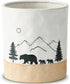 Bear Utensil Holder for Countertop, Ceramic Kitchen Utensil Crock, Large White Cooking Utensil Holder with Forest Design