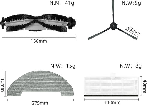 Replacement Parts Accessories Kit for Vactidy Nimble T8/T7 Robotic Vacuums, 4 Mop Pads