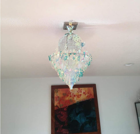 Frozen Hanging Decorations Iridescent Chandelier Shaped Foil Ceiling Hanging Ornament for Bridal Shower Wedding