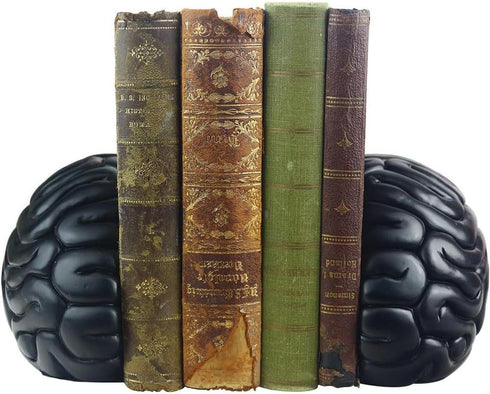6.5Inch Set Brain Bookends, Tall Brain Decorative Resin Book Shelf Organizers Book Holders Shelf Dividers Book Ends