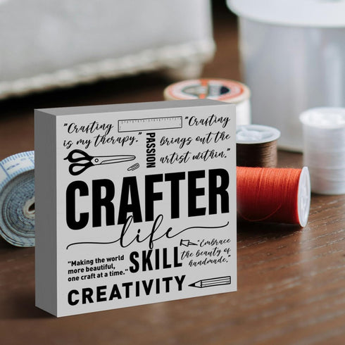 Crafting Gifts for Women, Sewing Gifts for Mom, Rustic Home Sewing Room Craft Room Quilting Table Decor Wooden Box