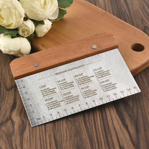 Boorika Dough Scraper & Bench Scraper Kitchen Stainless Steel Sourdough Tools Dough Cutter for Sourdough Bread, Pizza