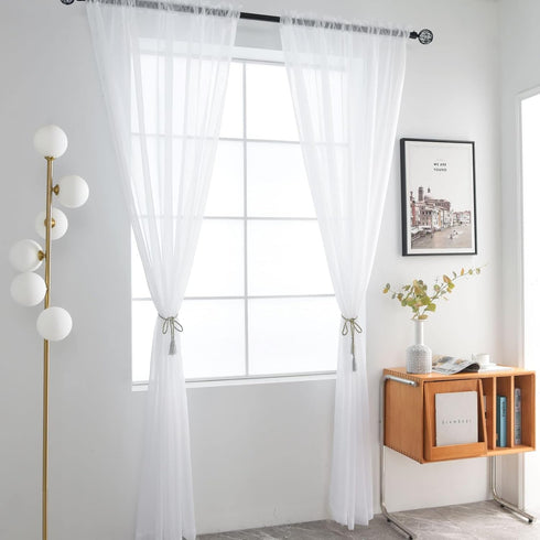 SpaceDresser Basic Rod Pocket Sheer Voile Window Curtain Panels, 1 Pair 60 Width 108 Inch Long for Kitchen Bedroom