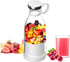 Mini Blender for Smoothies and Milkshakes, Portable Rechargeable Personal Size Blender, 11 oz with 4 Blades (White)